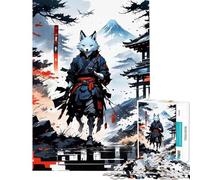 Puzzle de 1000 pièces pour Adultes Guerrier Kitsune Loup Japon Jeu de Puzzle à Monter soi-même Défi Difficile Cadeau d'anniversaire (38x52cm)