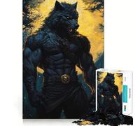 Puzzle de 1000 pièces pour adultes, guerrier loup-garou noir, bords propres, jeu de logique, passe-temps, décoration de Noël (38 x 26 cm)
