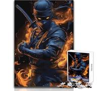 Puzzle de 1000 pièces pour Adultes - Guerrier Ninja enflammé - Idéal pour des Moments de détente - Découpe de précision de qualité supérieure - Dimensions:38x52cm