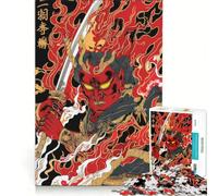 Puzzle de 1000 pièces pour Adultes Guerrier Oni Rouge avec épée Jeu de Construction améliore la mémoire Cadeau Unique pour Un Anniversaire ou Noël 38x52cm