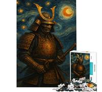 Puzzle de 1000 pièces pour Adultes Guerrier samouraï dans Un Style Nuit étoilée Un défi à relever Activités familiales Jeu éducatif à partir de 14 Ans 38x26cm