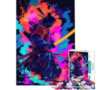 Puzzle de 1000 pièces pour Adultes Guerrier samouraï néon avec Katana Difficile et Stimulant Améliore la mémoire Jouet Anti-Stress À partir de 14 Ans (50x75cm)