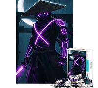 Puzzle de 1000 pièces pour Adultes Guerrier samouraï néon sous la Pluie Jeu Familial addictif pour cultiver la Patience Cadeau pour Femmes et Hommes Améliore la mémoire (Dimensions 38x26cm)