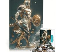 Puzzle de 1000 pièces pour Adultes Guerrier Spartiate doré, Jeu de Construction, améliore la mémoire, Cadeau Unique pour Un Anniversaire ou Noël 50x75cm