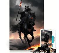 Puzzle de 1000 pièces pour Adultes : Guerrier sur Le Cheval de feu,défi Mental,découpe Nette,alignement Parfait,activité Amusante en Famille (50x75cm)