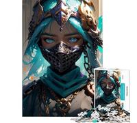 Puzzle de 1000 pièces pour Adultes Guerrière masquée Décoration Murale Découpe de précision Idéal comme Cadeau pour Toute la Famille (38x52cm)