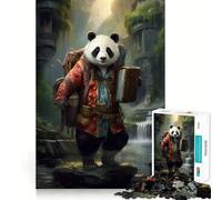 Puzzle de 1000 pièces pour Adultes Guide de Voyage Panda Jeu de logique Jeu de Construction Idée Cadeau d'anniversaire Amusante (38x52cm)