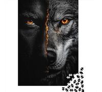 Puzzle De 1000 Pièces pour Adultes, Half Wolf Half Human, 38x26cm/1000pcs, Pièces Blanches Faciles À Trier; Activité À Partager Entre Amis