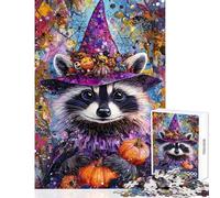 Puzzle de 1000 pièces pour Adultes Halloween Raton Laveur Magique Jeu Impossible Défi Difficile Jouet à Monter soi-même Renforce l'amour Entre Les Couples (38x26cm)