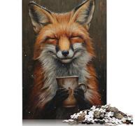 Puzzle de 1000 pièces pour adultes Happy Fox buvant du thé Puzzle adulte et puzzle en bois Décoration de la maison Cadeaux de vacances 1000 pièces (75x50 cm)