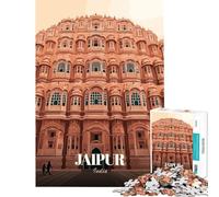 Puzzle de 1000 pièces pour Adultes Hawa Mahal Jaipur Inde Illustration Défi intellectuel Jeu addictif Jeux familiaux Décoration intérieure Idée Cadeau (Dimensions 38x26cm)