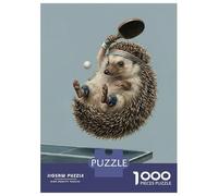 Puzzle De 1000 Pièces Pour Adultes Hedgehog Playing Table Tennis Illustration Puzzle Pour Adolescents Analyse Et Logique Aide À Stimuler Le Cerveau Idéal Comme Cadeau Pour Toute La Famille 52x38cm/100