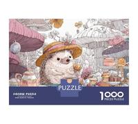Puzzle De 1000 Pièces pour Adultes Hedgehog Tea Party Puzzle Casse-tête Jeu De Rapidité Activités Amusantes À La Maison 70x50cm/1000pcs