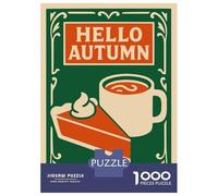 Puzzle De 1000 Pièces Pour Adultes Hello Autumn Pie And Coffee Illustration Puzzle Pour Adolescents - Niveau Difficile - Chaque Pièce Est Unique - Jeu Amusant Et Stimulant Pour Toute La Famille 70x50c