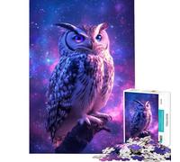 Puzzle de 1000 pièces pour Adultes Hibou dans la nébuleuse Puzzle pour Adolescents Décoration Murale pour Les Amateurs de Jeux (Taille 38x26cm)