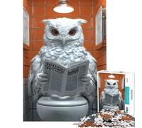 Puzzle de 1000 pièces pour Adultes Hibou lisant Le Journal aux Toilettes Difficile et Stimulant il améliore la mémoire et est Anti-Stress À partir de 14 Ans (38x26cm)