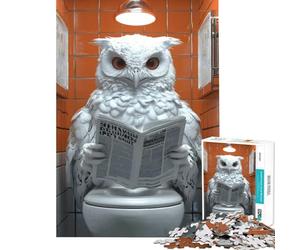Puzzle de 1000 pièces pour Adultes Hibou lisant Le Journal aux Toilettes Difficile et Stimulant il améliore la mémoire et est Anti-Stress À partir de 14 Ans (38x26cm)