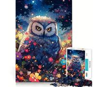 Puzzle de 1000 pièces pour Adultes Hibou Parmi Les Fleurs la Nuit Un défi intellectuel Stimulant à Partager Qualité et découpe exceptionnelles Cadeau raffiné (50x75cm)
