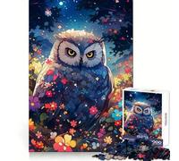 Puzzle de 1000 pièces pour Adultes Hibou Parmi Les Fleurs la Nuit Un défi intellectuel Stimulant à Partager Qualité et découpe exceptionnelles Cadeau raffiné (50x75cm)