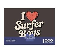 Puzzle De 1000 Pièces pour Adultes I Love Surfer Boys Graphic Puzzle Casse-tête Jeu De Rapidité des Mains pour Les Joueurs 70x50cm/1000pcs