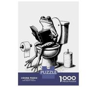 Puzzle De 1000 Pièces pour Adultes - Idée Cadeau Frog Reading Book on Toilet Funny Bathroom Art Puzzle pour Adultes - Jeu Pratique, Analyse Et Logique - Défi À Relever 52x38cm/1000pcs