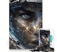 Puzzle de 1000 pièces pour Adultes Œil d'astronaute reflétant Les lumières de la Ville,découpe soignée,Jeu cognitif,Divertissement pour Les Moments de détente,Cadeau d'anniversaire Artistique 38x52cm