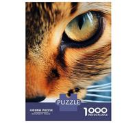 Puzzle de 1000 pièces pour adultes - Œil de chat en gros plan - Jeu familial - Améliore la mémoire - Difficile et défi - 70 x 50 cm - 1000 pièces