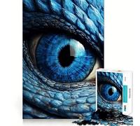 Puzzle de 1000 pièces pour Adultes Œil de Dragon Bleu Découpe serrée Jeu Amusant et logique,Loisirs et Divertissement Décor de scène de Noël (50x75cm)