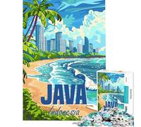 Puzzle de 1000 pièces pour Adultes Île de Java Indonésie Jeu Pratique d'analyse et de logique Cadeau Unique pour Un Anniversaire ou Noël (Dimensions 38x52cm)