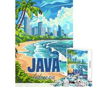 Puzzle de 1000 pièces pour Adultes Île de Java Indonésie Jeux relaxants Activités familiales Décoration intérieure Jouets Cadeaux pour Les Amis et la Famille (38x26cm)