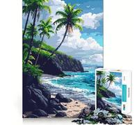 Puzzle de 1000 pièces pour Adultes,île d'Hawaï,Pixel Art,Jeu d'articulation Fin,défi Intelligent,Jeu Calme et Amusant,Cadeau d'anniversaire ou Loisir (38x26cm)