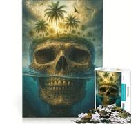 Puzzle de 1000 pièces pour Adultes Île du Crâne avec Palmiers Jeu de Construction pour s'amuser en Famille renforcer Les Liens Amoureux 50x75cm