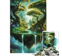 Puzzle de 1000 pièces pour Adultes Île Flottante avec Cascades et Arbres Jeu éducatif Stimulant et Anti-Stress Convient aux 14 Ans et Plus (38x52cm)