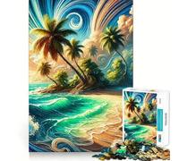 Puzzle de 1000 pièces pour Adultes Île Tropicale, Palm Beach, Jeu de logique à pièces ajustées, Idéal pour des Moments de détente et de Plaisir, Cadeau d'anniversaire Amusant (38x52cm)