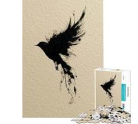 Puzzle de 1000 pièces pour Adultes Illustration Abstraite d'un Oiseau Noir à l'encre Jeu Manuel Anti-Stress pour Noël ou Un Anniversaire (Dimensions 38x26cm)
