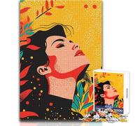 Puzzle de 1000 pièces pour Adultes - Illustration Abstraite et Minimaliste représentant Une Femme aux Fleurs - Un défi Unique pour développer Son Analyse et sa logique - Idée Cadeau 50x75cm