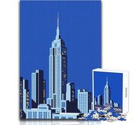 Puzzle de 1000 pièces pour Adultes - Illustration Art déco de l'empire State Building - Un Jeu de précision pour des Moments de détente - Dimensions:38x26cm