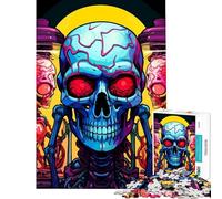 Puzzle de 1000 pièces pour Adultes Illustration colorée de crânes et de Cerveaux Puzzles pour Adolescents Jouet Anti-Stress mais Aussi activité Amusante et Humoristique à Faire à la Maison (38x52cm)