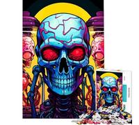 Puzzle de 1000 pièces pour Adultes Illustration colorée de crânes et de Cerveaux Puzzles pour Adolescents Jouet Anti-Stress mais Aussi activité Amusante et Humoristique à Faire à la Maison (38x26cm)