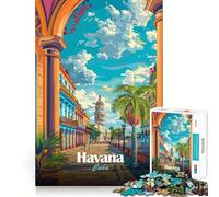 Puzzle de 1000 pièces pour Adultes,Illustration colorée de la Ville de La Havane,Cuba,découpe de qualité supérieure,Jeu Stimulant,Divertissement,décoration de Noël (50x75cm)