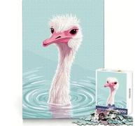 Puzzle de 1000 pièces pour Adultes, Illustration d'autruche dans l'eau, thème Recall Upgrade Peaceful Time Tight Cut Santa Wish List (38x26cm)