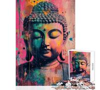 Puzzle de 1000 pièces pour Adultes Illustration de Bouddha vibrante Jeu Impossible Idéal pour Passer Le Temps à la Maison Jouet éducatif Renforce l'amour Entre Les Couples (38x26cm)