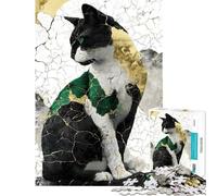 Puzzle de 1000 pièces pour Adultes Illustration de Chat élégant avec Accents Kintsugi Jeux Amusants pour Adultes Analyse et logique Interaction Parent-Enfant (Dimensions 50x75cm)