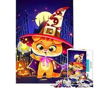 Puzzle de 1000 pièces pour Adultes Illustration de Chat et sorcière pour Halloween pour s'amuser à la Maison améliorer sa mémoire et se détendre (38x52cm)