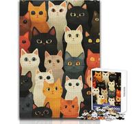 Puzzle de 1000 pièces pour Adultes, Illustration de Chats et de Foule Profitez de Moments de Calme et de sérénité Découpe de Haute précision Jeu de Loisirs créatifs Dimensions:50x75cm