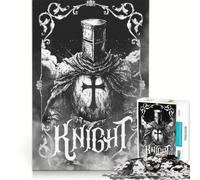 Puzzle de 1000 pièces pour Adultes Illustration de Chevalier en Noir et Blanc Armageddon Jeux de détente décoration intérieure pour Toute la Famille 38x52cm