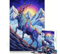 Puzzle de 1000 pièces pour Adultes, Illustration de chèvre de Montagne en vitrail, Jeu de logique Pure, Anti-Stress, découpe Nette, Cadeau de Noël 38x52cm