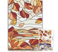 Puzzle de 1000 pièces pour Adultes - Illustration de Feuilles d'automne en vitrail - Profitez d'un Moment de détente et de Relaxation - Assemblage Stable et découpe précise - Dimensions:38x26cm