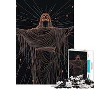 Puzzle de 1000 pièces pour Adultes Illustration de Jésus-Christ en Dessin au Trait activité Amusante à la Maison Jouet de Bricolage Difficile Convient aux Personnes de 14 Ans et Plus (38x26cm)