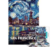 Puzzle de 1000 pièces pour Adultes Illustration de la Nuit étoilée à San Francisco Jeu de réflexion et de détente pour Adultes Idéal pour Les Moments Parent-Enfant (Dimensions 38x26cm)